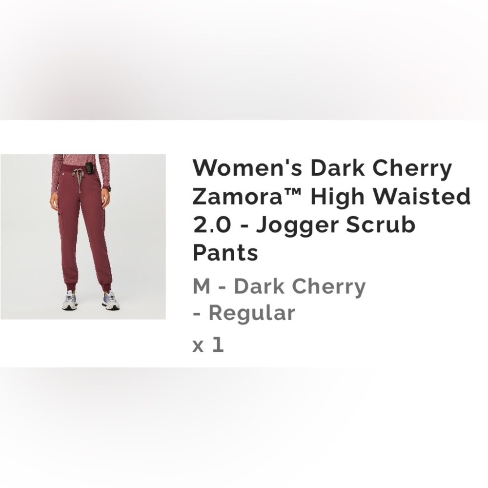FIGS High Waisted Zamora Pant (Dark Cherry)